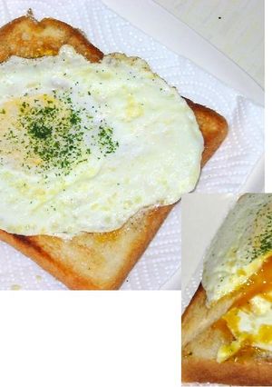 半熟卵がくっ付いちゃった♡目玉焼トースト-レシピのメイン写真