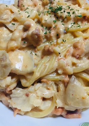 いか明太×たらのワンパンクリームパスタ-レシピのメイン写真