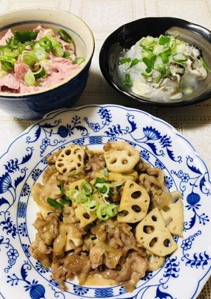 蓮根と豚バラ肉の甘辛炒め-レシピのメイン写真
