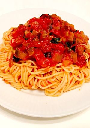 茄子とほうれん草のプッタネスカ-レシピのメイン写真