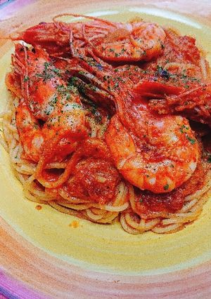 有頭えびのトマトソースパスタ！-レシピのメイン写真