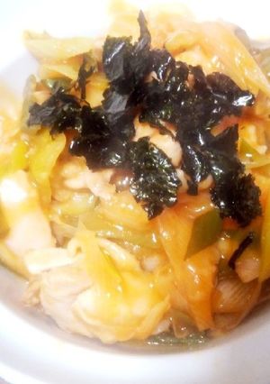 レンジで！鶏肉とネギのケチャップ丼-レシピのメイン写真