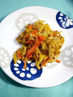 簡単!豚バラ蓮根のソースカレー炒め-レシピのメイン写真