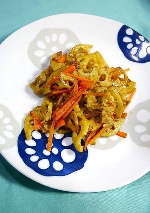 簡単！豚バラ蓮根のソースカレー炒め-レシピのメイン写真