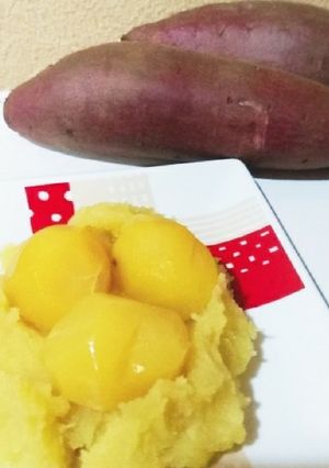 ☆超簡単！焼き芋と栗甘露煮で栗きんとん♪-レシピのメイン写真