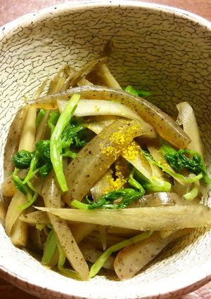 ごぼうとこんにゃくとせりのきんぴら-レシピのメイン写真