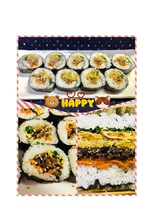 簡単！韓国のり巻きキンパ☆牛肉と野菜入☆-レシピのメイン写真