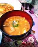 こぼうと油揚げとお豆腐の味噌汁