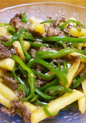 牛肉細切りじゃがピー炒め♪-レシピのメイン写真