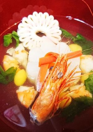 海老と白だしの♪旨味たっぷり餅無し花雑煮-レシピのメイン写真