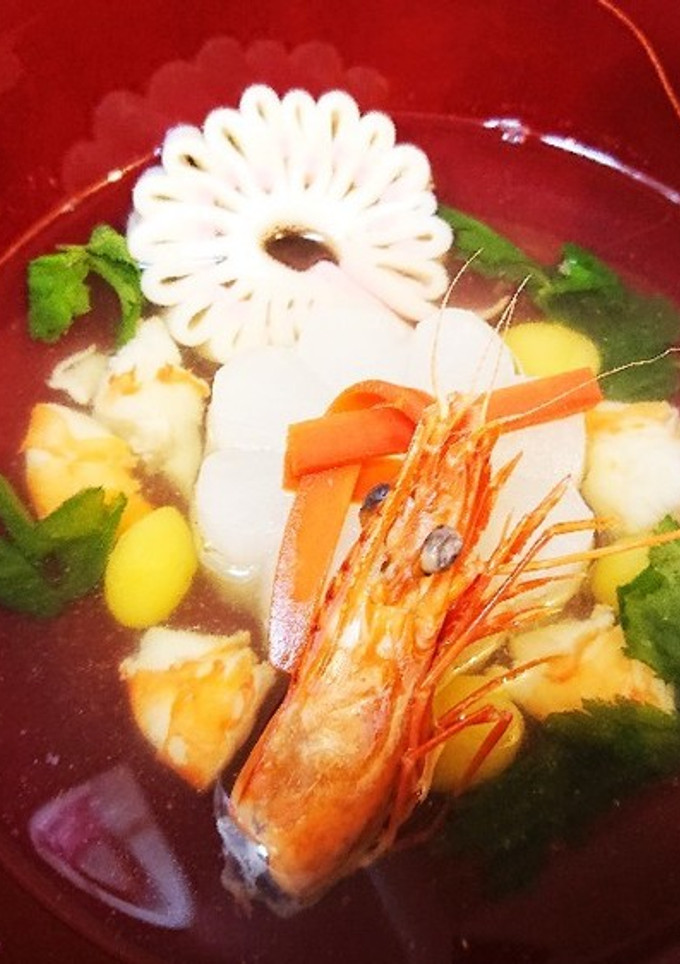 海老と白だしの♪旨味たっぷり餅無し花雑煮-レシピのメイン写真
