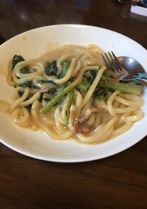 動画見て作ったクリームうどん-レシピのメイン写真