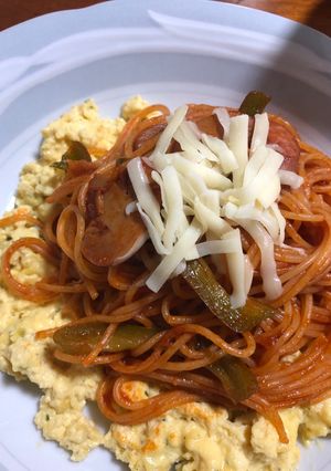 ナポリタンwithスクランブルエッグ-レシピのメイン写真