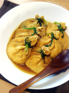 かんぴょう・竹串なしで*餅入り巾着の煮物-レシピのメイン写真