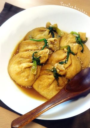かんぴょう・竹串なしで＊餅入り巾着の煮物-レシピのメイン写真