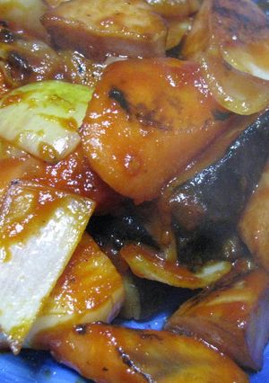 野菜ゴロゴロ魚肉ソーセージケチャップ炒め-レシピのメイン写真
