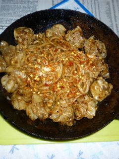 赤箱シュウマイとお好みソースの焼きうどん-レシピのメイン写真