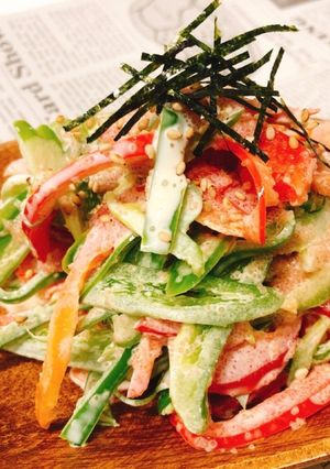 一人暮らしのパプリカピーマン明太マヨ和え-レシピのメイン写真