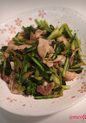 もち菜と豚肉のニンニク炒め-レシピのメイン写真