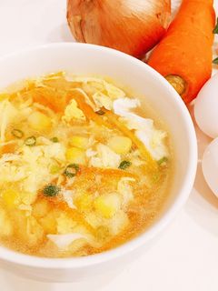 簡単美味☆コーンと野菜と卵の中華スープ☆-レシピのメイン写真