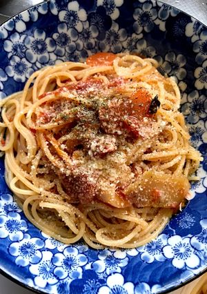 チキンのトマト煮の残りでトマトパスタ★-レシピのメイン写真