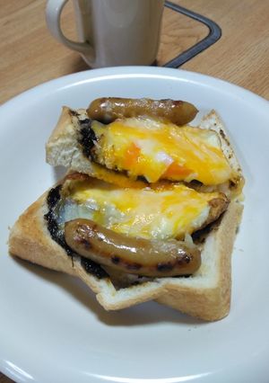毎朝、飽きない目玉焼きボリュームトースト-レシピのメイン写真