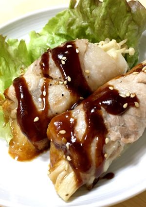 キノコとチーズ入り肉巻き餅-レシピのメイン写真