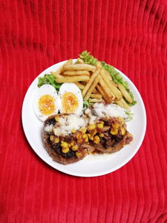 ☆ハンバーグ☆コーンきのこトマト煮込み-レシピのメイン写真