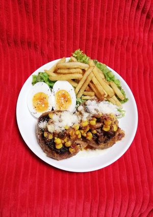 ☆ハンバーグ☆コーンきのこトマト煮込み-レシピのメイン写真