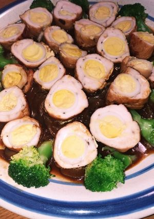 うずら入りチキンロールのデミグラ煮-レシピのメイン写真