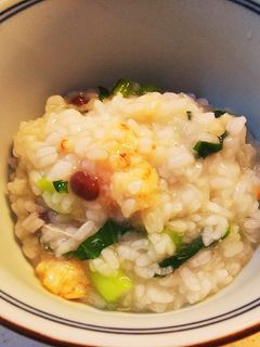 蟹缶と小豆と小松菜の七草粥-レシピのメイン写真