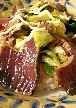 カフェご飯風☆漬け鰹のサラダご飯-レシピのメイン写真