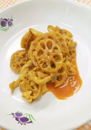 れんこんとひき肉のカレー炒め-レシピのメイン写真