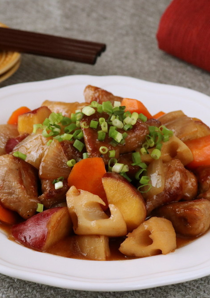 豚肉と根菜の黒酢あん炒め-レシピのメイン写真