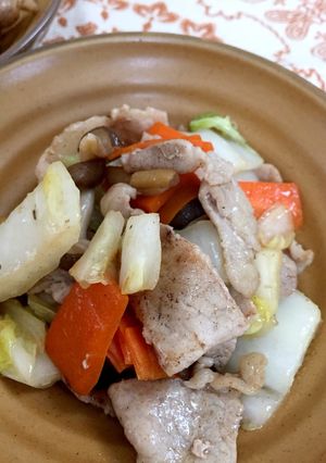 白菜と豚薄切り肉の胡麻油炒め-レシピのメイン写真
