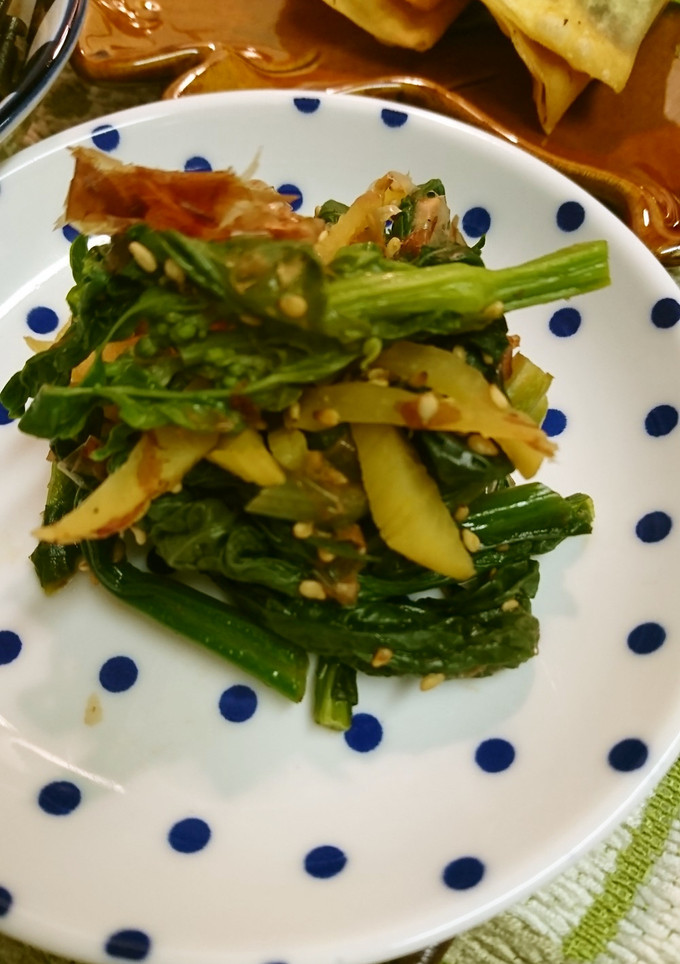 菜の花・ちぢみほうれん草のたくあん和え-レシピのメイン写真