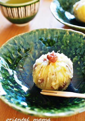 焼き芋deお洒落なレーズンクリチ茶巾絞り-レシピのメイン写真