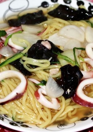 七草とイカ木耳のあんかけ中華そば-レシピのメイン写真