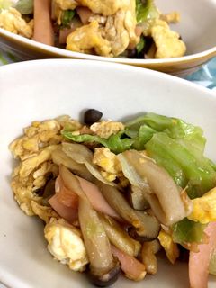 レタスと卵と魚肉ソーセージのさっと炒め♪-レシピのメイン写真