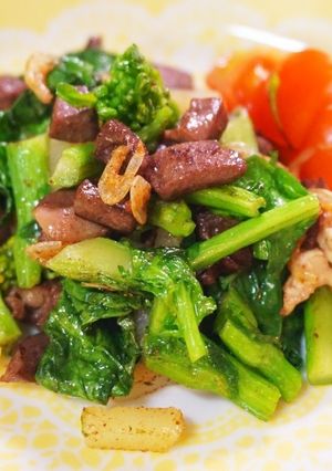 わんこ飯♪菜の花と小エビのペペロンチーノ-レシピのメイン写真