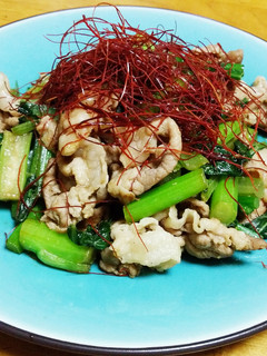 菜心と豚肉の炒め-レシピのメイン写真