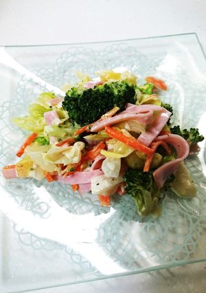 保育園給食レシピ☆残り物野菜の温サラダ-レシピのメイン写真