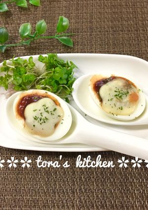 ゆで卵de簡単おつまみ☘️デミグラチーズ-レシピのメイン写真