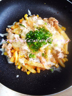 時短とろ~り♡ポテコーン豚キムチーズ焼き-レシピのメイン写真