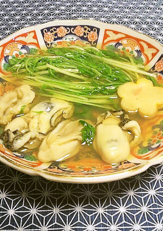 温か　お汁たっぷりの牡蛎と水菜の煮物-レシピのメイン写真