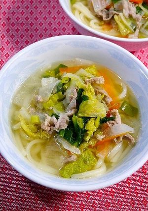 簡単！うどん☆野菜たっぷりあごダシ風味-レシピのメイン写真
