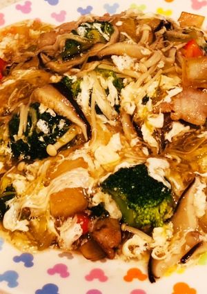 ブロッコリーと豚肉炒めの淡雪あんかけ-レシピのメイン写真