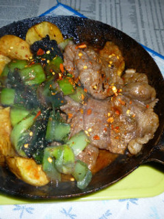 からし菜+北あかりの牛バラ焼き肉-レシピのメイン写真