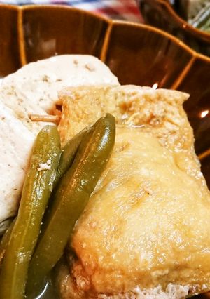 レンチンde簡単【玉子巾着と豆腐の煮物】-レシピのメイン写真
