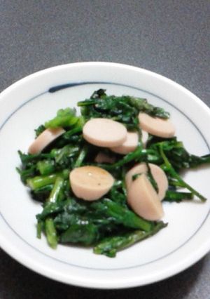 春菊とソーセージの炒め物-レシピのメイン写真